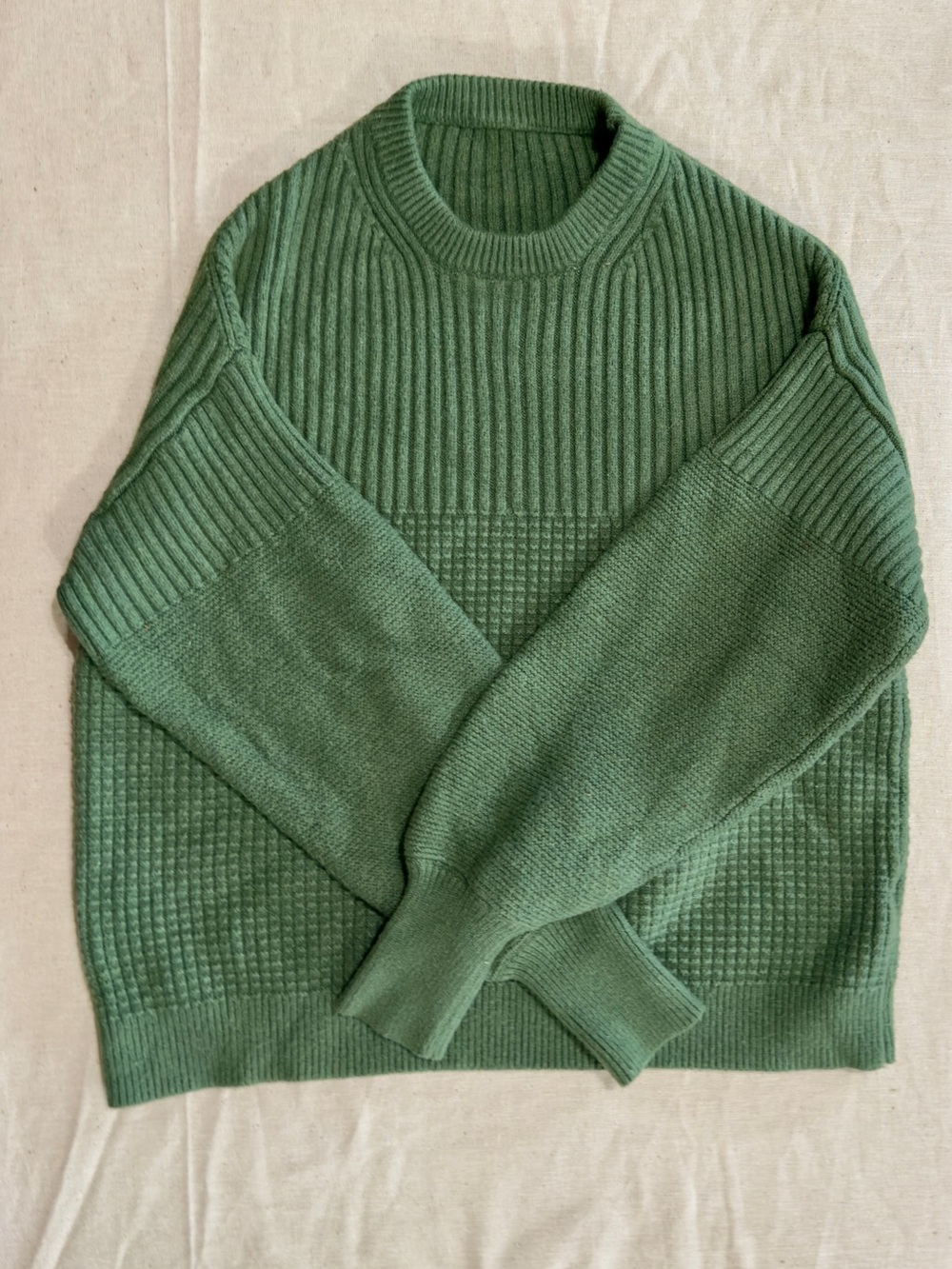 Women's Green Textured Knit Sweater